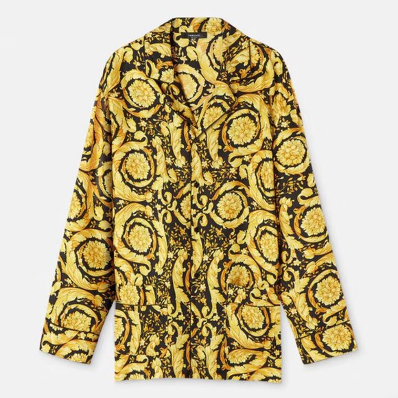 Brand New w/Tags $1,825 VERSACE Barocco-Print SILK PAJAMA TOP Size 4 IT / M - Picture 14 of 15